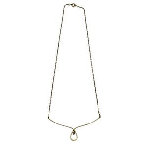 Vintage Avon Gold Filled Diamond Chip Wishbone‎ Loop Bar Necklace 
 Minimalist